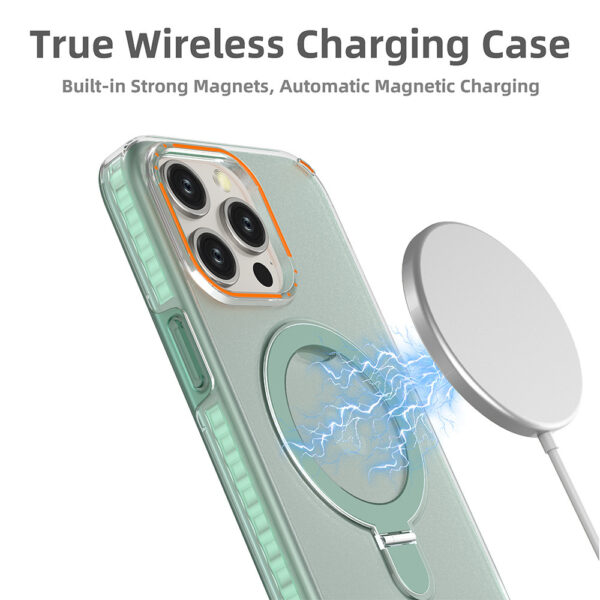 New Colorful Magnetic Bracket Phone Case With Holder Stand Cover For Magesafe Magnetic Transparent Wireless Charge Case For Phone - Image 6