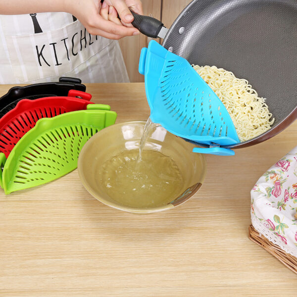 Silicone Clip-on Pot Pan Bowl Funnel Oil Strainer Creative Rice Washing Colander for Draining Liquid Fits All Pot Size - Image 8