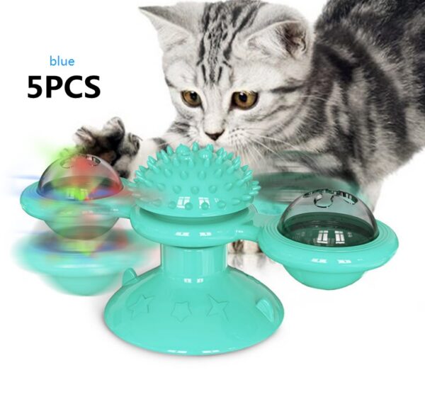 Cat Rotating Windmill Multi-Function Toys Itch Scratching Device Teeth Shining Toy - Image 4