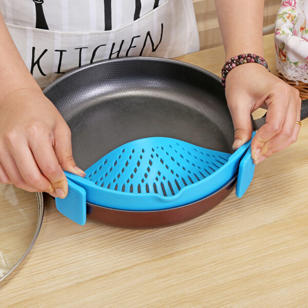 Silicone Clip-on Pot Pan Bowl Funnel Oil Strainer Creative Rice Washing Colander for Draining Liquid Fits All Pot Size - Image 5