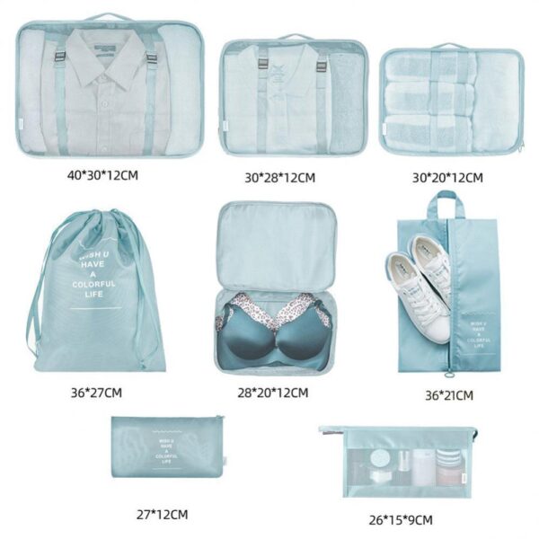 8-piece Set Luggage Divider Bag Travel Storage Clothes Underwear Shoes Organizer Packing Cube Bag - Image 4