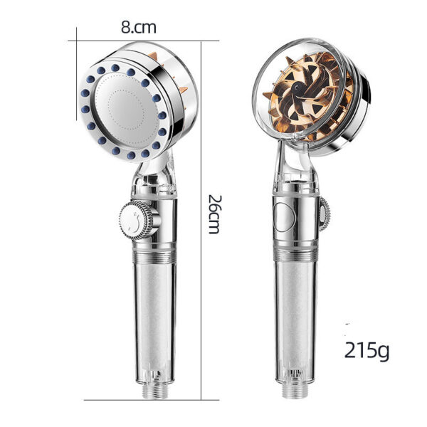 Pressurized Nozzle Turbo Shower Head One-Key Stop Water Saving High Pressure Shower Head Magic Water Line Bathroom Accessor - Image 2