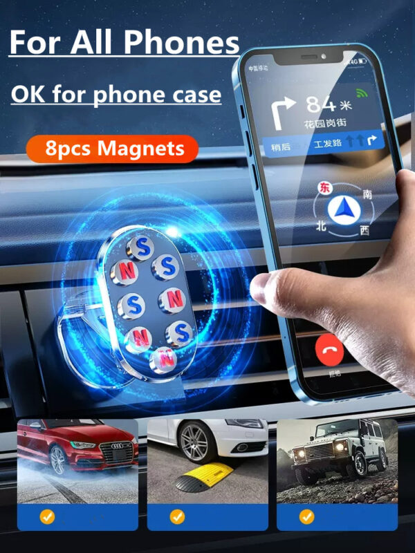 Rotate Metal Magnetic Car Phone Holder Foldable Universal Mobile Phone Stand Air Vent Magnet Mount GPS Support - Image 3