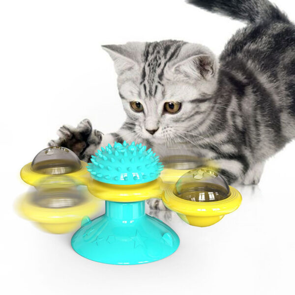 Cat Rotating Windmill Multi-Function Toys Itch Scratching Device Teeth Shining Toy - Image 2