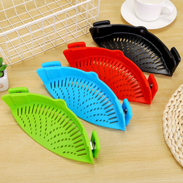 Silicone Clip-on Pot Pan Bowl Funnel Oil Strainer Creative Rice Washing Colander for Draining Liquid Fits All Pot Size - Image 2