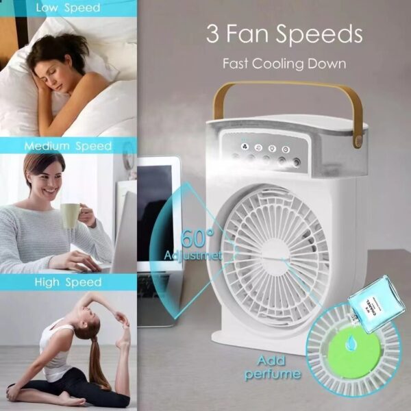 Portable USB Air Conditioner Cooling Fan With 5 Sprays 7 Color Light 600ML Water Tank Spray Mist Air Cooler Humidifiers - Image 10