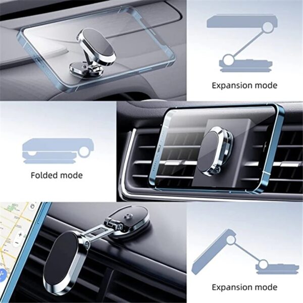 Rotate Metal Magnetic Car Phone Holder Foldable Universal Mobile Phone Stand Air Vent Magnet Mount GPS Support - Image 6