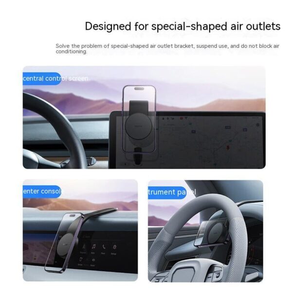 Magnetic Bendable Car Mobile Phone Holder Wireless Charger Phone Holder 15W Car Dash Mount Compatible With Phone - Image 2