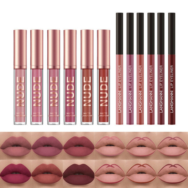 Lip Liner And Lipstick Makeup 12 Pcs Set 6 Matte Lipstick 6 Lip Liner Pens Waterproof Long Lasting Matte Lipstick Beauty Cosmetics Makeup Gift For Girls Lipstick Set - Image 5