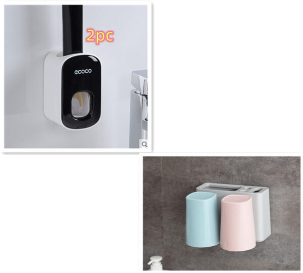 Wall Mounted Automatic Toothpaste Holder Bathroom Accessories Set Dispenser - Image 2