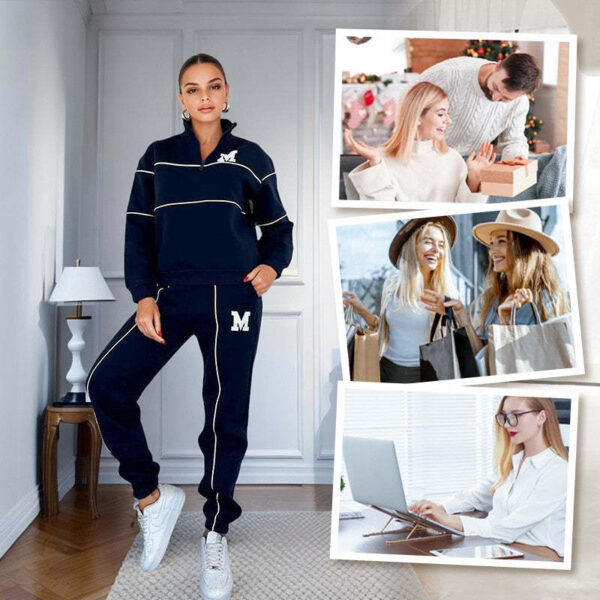 Womens 2 Piece Outfits Lounge Hoodless Pullover Sweatshirt Sweatsuit Sets Sweatshirt Baggy Fashion Sweatpants With Pockets - Image 6