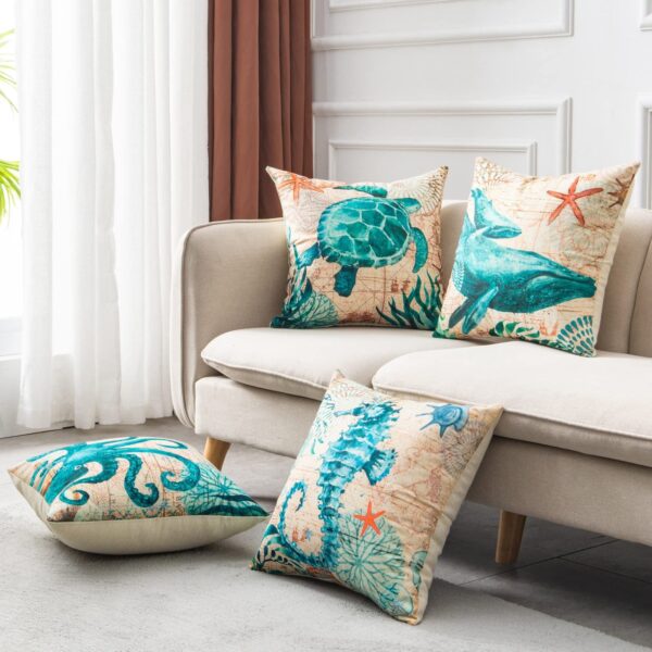 Cushion Covers Sea Turtle Printed Throw Pillow Cases For Home Decor Sofa Chair Seat - Image 5