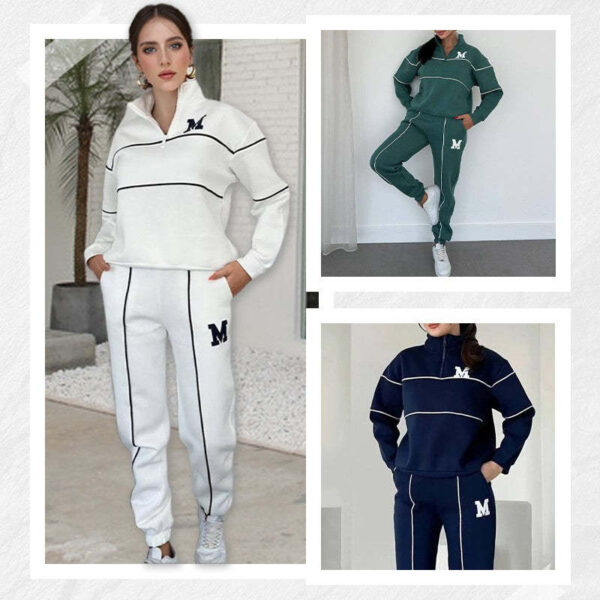 Womens 2 Piece Outfits Lounge Hoodless Pullover Sweatshirt Sweatsuit Sets Sweatshirt Baggy Fashion Sweatpants With Pockets - Image 9