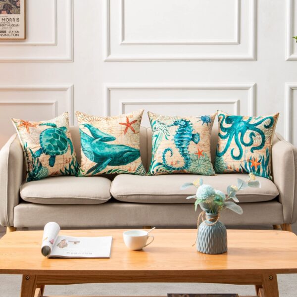 Cushion Covers Sea Turtle Printed Throw Pillow Cases For Home Decor Sofa Chair Seat - Image 7