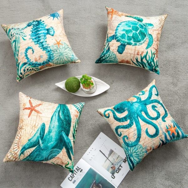 Cushion Covers Sea Turtle Printed Throw Pillow Cases For Home Decor Sofa Chair Seat - Image 9